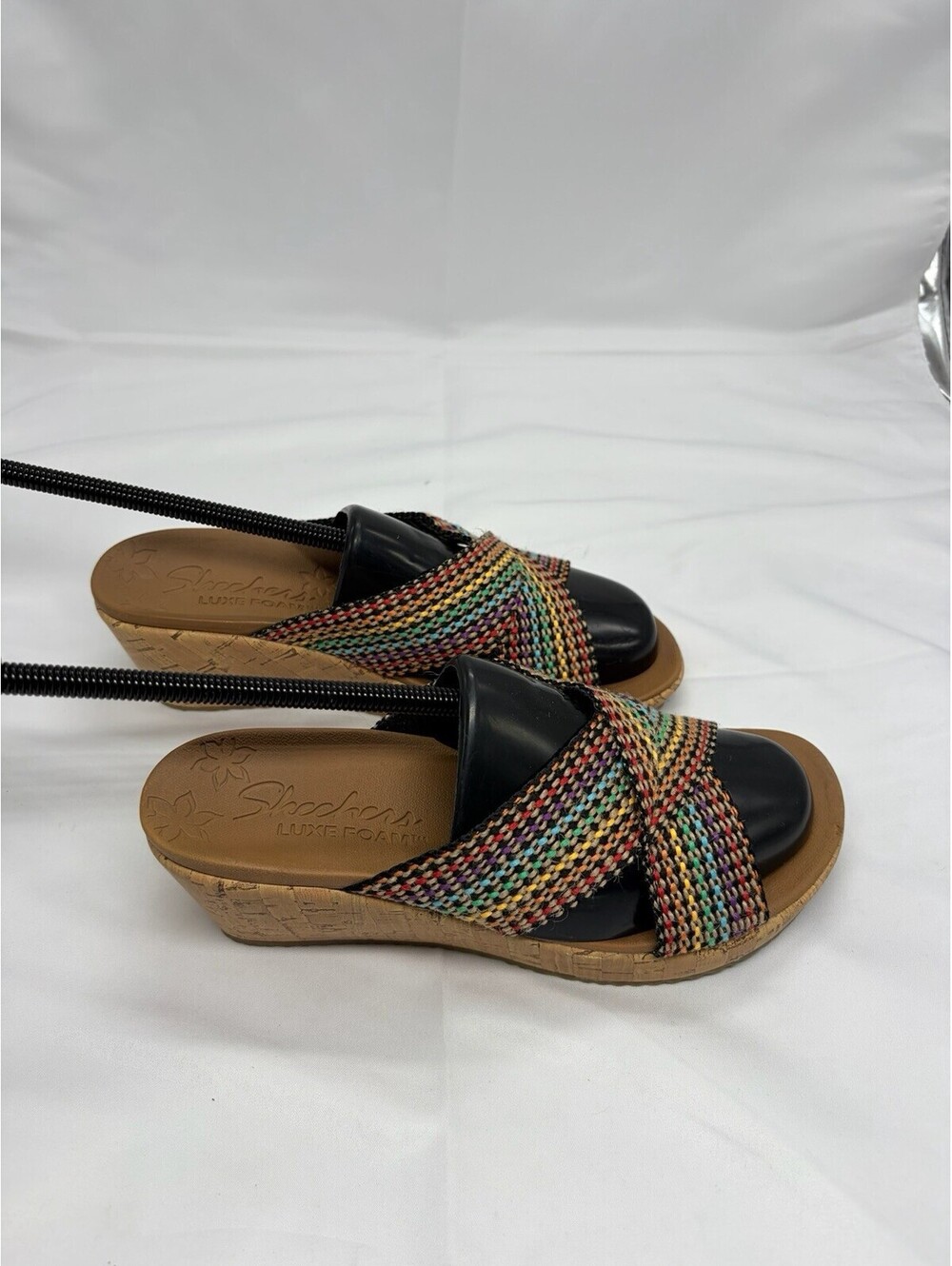 Skechers Luxe Foam Multi Color Woven Wedge Sandals 38554 Womens 7.5 - Picture 5 of 8